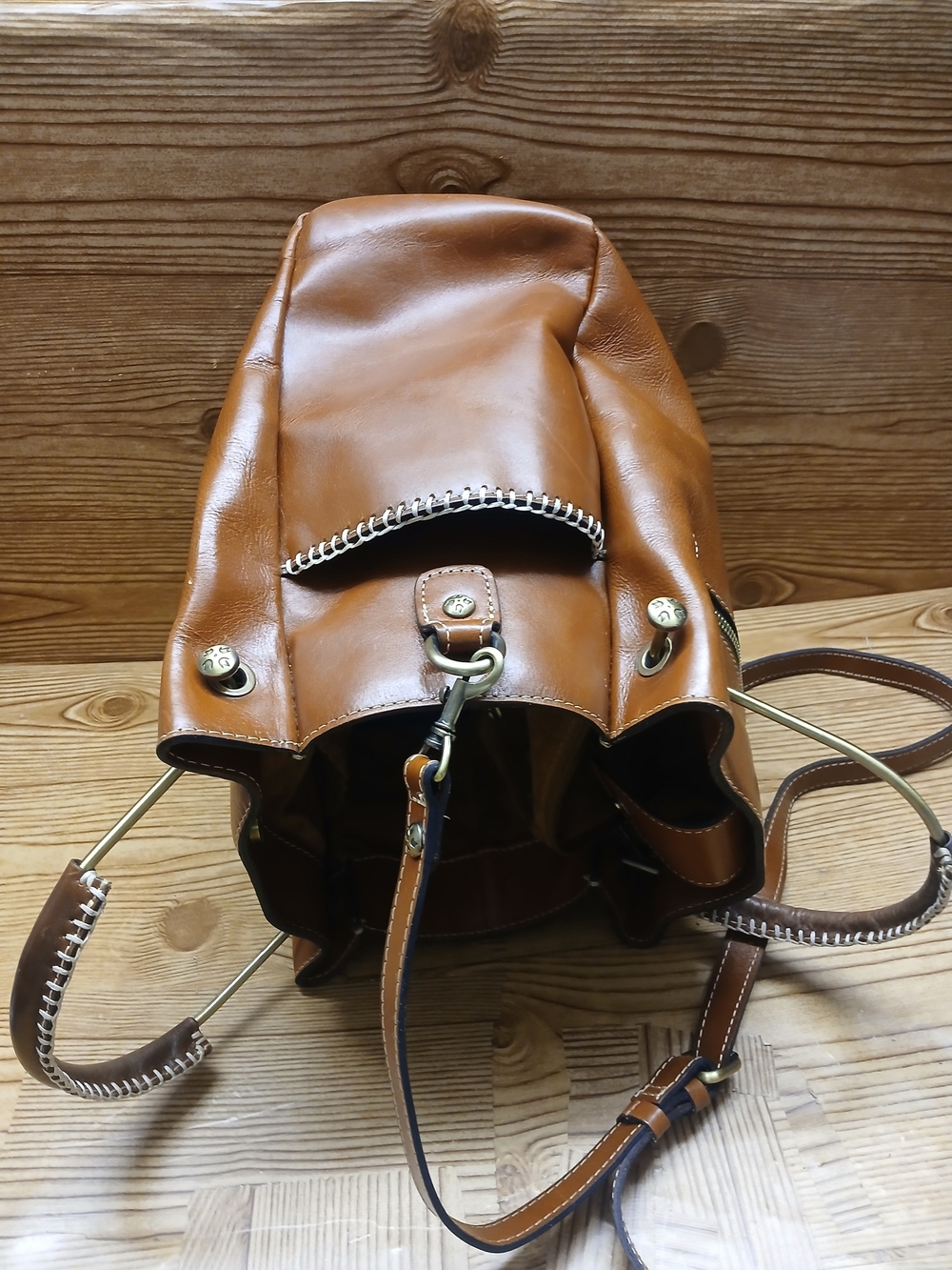 Patricia Nash Cognac Brown Leather Shoulder Tote with Top Handles - Picture 15 of 16